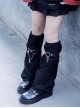 Simple Black Leather Metal Chain Decoration Cross Fall Winter Warm Punk Lolita Leg Covers