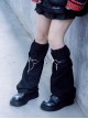 Simple Black Leather Metal Chain Decoration Cross Fall Winter Warm Punk Lolita Leg Covers