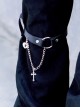 Simple Black Leather Metal Chain Decoration Cross Fall Winter Warm Punk Lolita Leg Covers