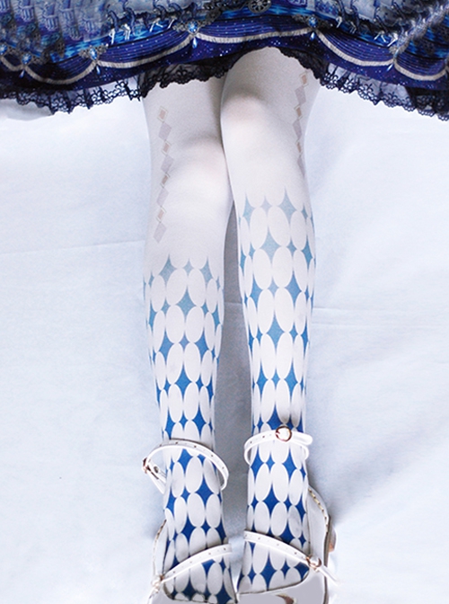 Alice Series Blue Starlight Print Base Classic Lolita Pantyhose