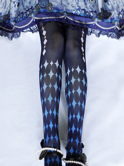 Alice Series Blue Starlight Print Base Classic Lolita Pantyhose