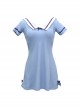 College Style Japanese Girl Summer Lapel Age-Reducing Short-Sleeved Split Swimsuit Suit