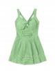 Green Plaid Fresh Hollow Sexy Summer Sleeveless One-Piece Swimsuit