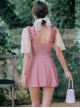 Pink Cute Retro Girly Lace Sweet Lolita Short-Sleeved One-Piece Swimsuit