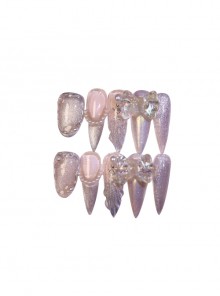 Handmade Oversized Bowknot Crystal Stone Shell Cat Eye Detachable Finished Manicure Nail Pieces