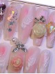 Oversized Love Pink-White Sweet Hand-Painted Rose Butterfly Matte Detachable Finished Manicure Nail Pieces