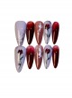 Retro Color-Jumping Hand-Painted Rose Gradient Drop-Shaped Detachable Finished Manicure Nail Pieces