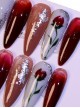 Retro Color-Jumping Hand-Painted Rose Gradient Drop-Shaped Detachable Finished Manicure Nail Pieces