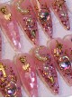 Beautiful Girl Colorful Love Golden Rose Rhinestone Sweet Water Drop Shape Detachable Finished Manicure Nail Pieces