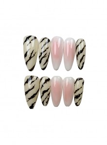 Hand-Painted Zebra Pattern Blush Color Jump Simple Cool Girl Detachable Finished Manicure Nail Pieces