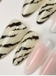 Hand-Painted Zebra Pattern Blush Color Jump Simple Cool Girl Detachable Finished Manicure Nail Pieces