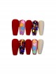 Wine Red Matte Sequins Colorful Love Detachable Finished Manicure Nail Pieces