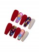 Wine Red Matte Sequins Colorful Love Detachable Finished Manicure Nail Pieces