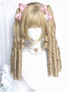 Fairy Tale Town Series Golden Retro Roman Roll Tiger's Mouth Clip Double Ponytail Sweet Lolita Wig