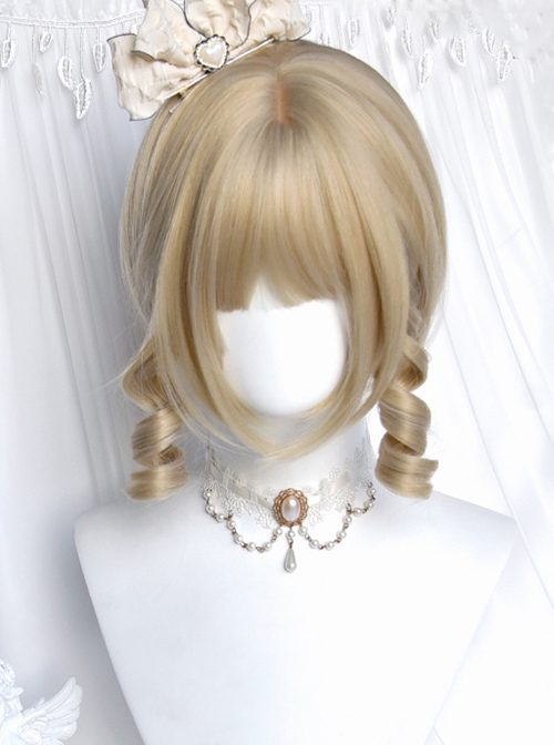 Fairy Tale Town Series Golden Retro Roman Roll Tiger's Mouth Clip Double Ponytail Sweet Lolita Wig