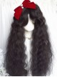 Vintage Black Middle Parted Bangs Wool Roll Elegant Long Curly Hair Classic Lolita Wig