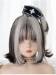 Fashion Silver Black Mixed Color JK Two-Dimensional Short Hair Punk Lolita Wig