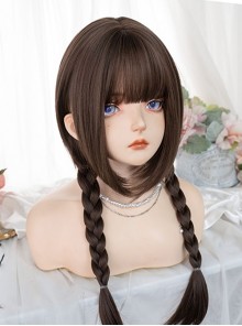 Brown Fashion Natural Bangs Cute Jellyfish Head Long Straight Hair Classic Lolita Wig