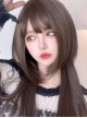 Brown Fashion Natural Bangs Cute Jellyfish Head Long Straight Hair Classic Lolita Wig