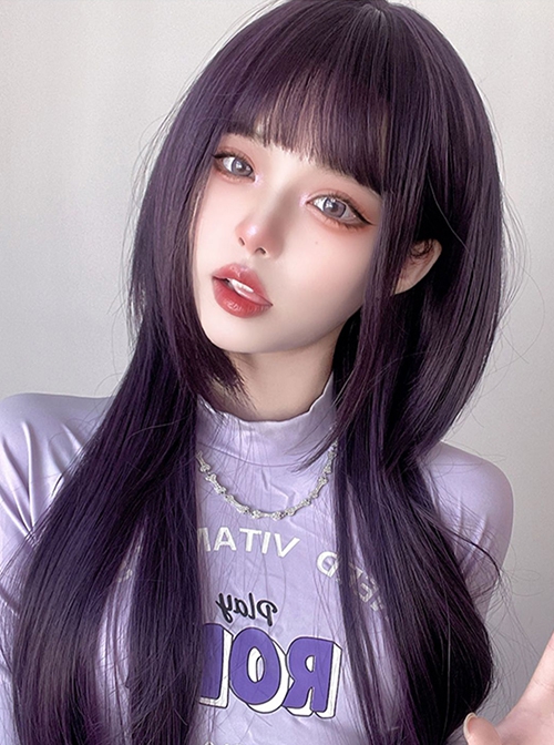 Purple Jellyfish Head Long Straight Hair Daily Cool Girl Classic Lolita Wig