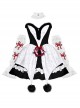 Winter Carol Series Gothic Christmas Plush V-Neck Tube Top Design Sharp Corner Hem Plush Ball Decoration Gothic Lolita Sleeveless Dress Set