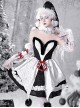 Winter Carol Series Gothic Christmas Plush V-Neck Tube Top Design Sharp Corner Hem Plush Ball Decoration Gothic Lolita Sleeveless Dress Set