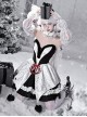 Winter Carol Series Gothic Christmas Plush V-Neck Tube Top Design Sharp Corner Hem Plush Ball Decoration Gothic Lolita Sleeveless Dress Set