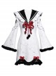 Winter Carol Series Retro V-Shaped Large Lapel Shoulder Lace See-Through Sexy Bell Sleeve Gothic Lolita Long-Sleeved Dress
