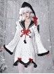 Winter Carol Series Retro V-Shaped Large Lapel Shoulder Lace See-Through Sexy Bell Sleeve Gothic Lolita Long-Sleeved Dress