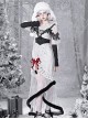 Winter Carol Series Jacquard Fabric Snowflake Printing Black Plush Decoration Transparent Fishtail Skirt Hem Gothic Lolita Long-Sleeved Dress