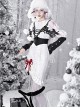 Winter Carol Series Jacquard Fabric Snowflake Printing Black Plush Decoration Transparent Fishtail Skirt Hem Gothic Lolita Long-Sleeved Dress