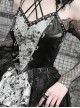 Punk Style Elastic Fishnet Top Hanging Neck Adjustable Straps PU Stitching Cool Girls Sleeveless Dress Set