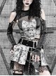 Punk Style Sexy Hollow Perspective Fishnet Round Neck Stitching Jacquard Curved Hem Design Sleeveless Vest Suit