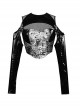Punk Style Sexy Hollow Perspective Fishnet Round Neck Stitching Jacquard Curved Hem Design Sleeveless Vest Suit