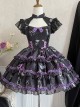 Glass Heart Series Stand Collar Hollow Print Cute Girly Lace-Up Sweet Lolita Sleeveless Dress