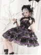 Glass Heart Series Stand Collar Hollow Print Cute Girly Lace-Up Sweet Lolita Sleeveless Dress