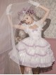 Glass Heart Series Stand Collar Hollow Print Cute Girly Lace-Up Sweet Lolita Sleeveless Dress
