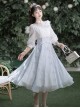 Iris Print Spring Daily Elegant Lantern Sleeve Mid-Sleeve Classic Lolita Dress