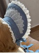 Blue Bowknot Decoration White Lace Jacquard Lacing Classic Lolita Headband