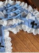 Blue Bowknot Decoration White Lace Jacquard Lacing Classic Lolita Headband