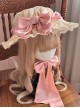 Antique Doll Wall Series Handmade Jacquard Lace Pink Ribbon Sweet Lolita Hat