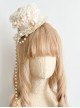 Vintage Lace Bead Chain Cross Decorated Rose Classic Lolita Small Top Hat