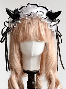 Gothic Lolita Rabbit-Ear Ribbon Frill Boa Parka