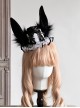 Rotating Tiger Tiger Black-White Series Plush Black Rabbit Ear Rose Ruffle Gothic Lolita Small Top Hat