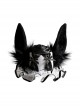 Rotating Tiger Tiger Black-White Series Plush Black Rabbit Ear Rose Ruffle Gothic Lolita Small Top Hat