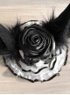 Rotating Tiger Tiger Black-White Series Plush Black Rabbit Ear Rose Ruffle Gothic Lolita Small Top Hat