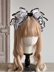 Rotating Tiger Tiger Black-White Series Super Large Black-White Simple Bowknot Classic Lolita Headband