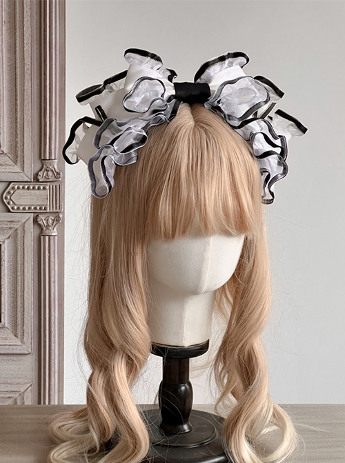 Rotating Tiger Tiger Black-White Series Super Large Black-White Simple Bowknot Classic Lolita Headband