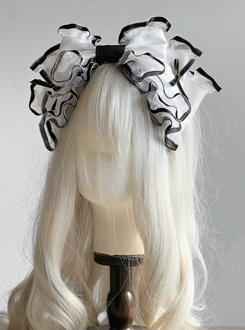 Rotating Tiger Tiger Black-White Series Super Large Black-White Simple Bowknot Classic Lolita Headband