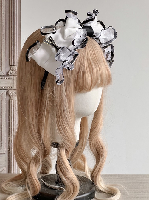 Rotating Tiger Tiger Black-White Series Super Large Black-White Simple Bowknot Classic Lolita Headband